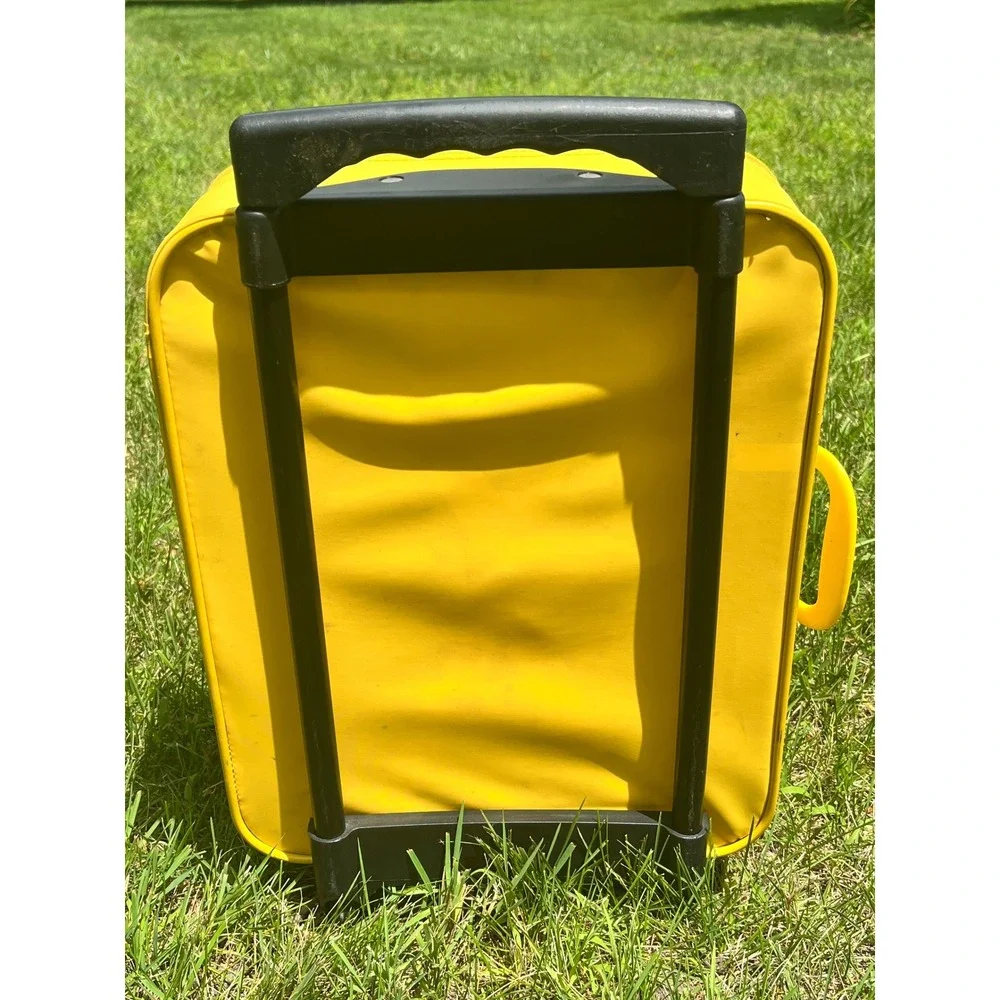 Crayola Crayons Kids Rolling Suitcase Yellow Soft Shell Luggage Travel Bag Vtg